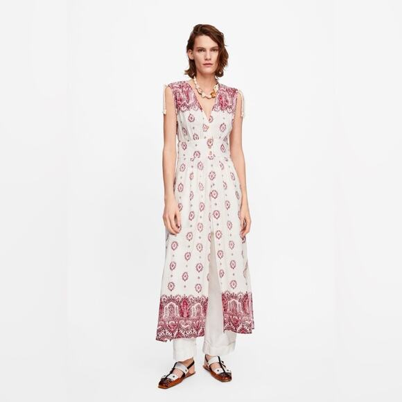 Zara Dresses & Skirts - Zara NWT Embroidered Paisley Cover Up Tunic Dress Kimono Medium Boho Casual